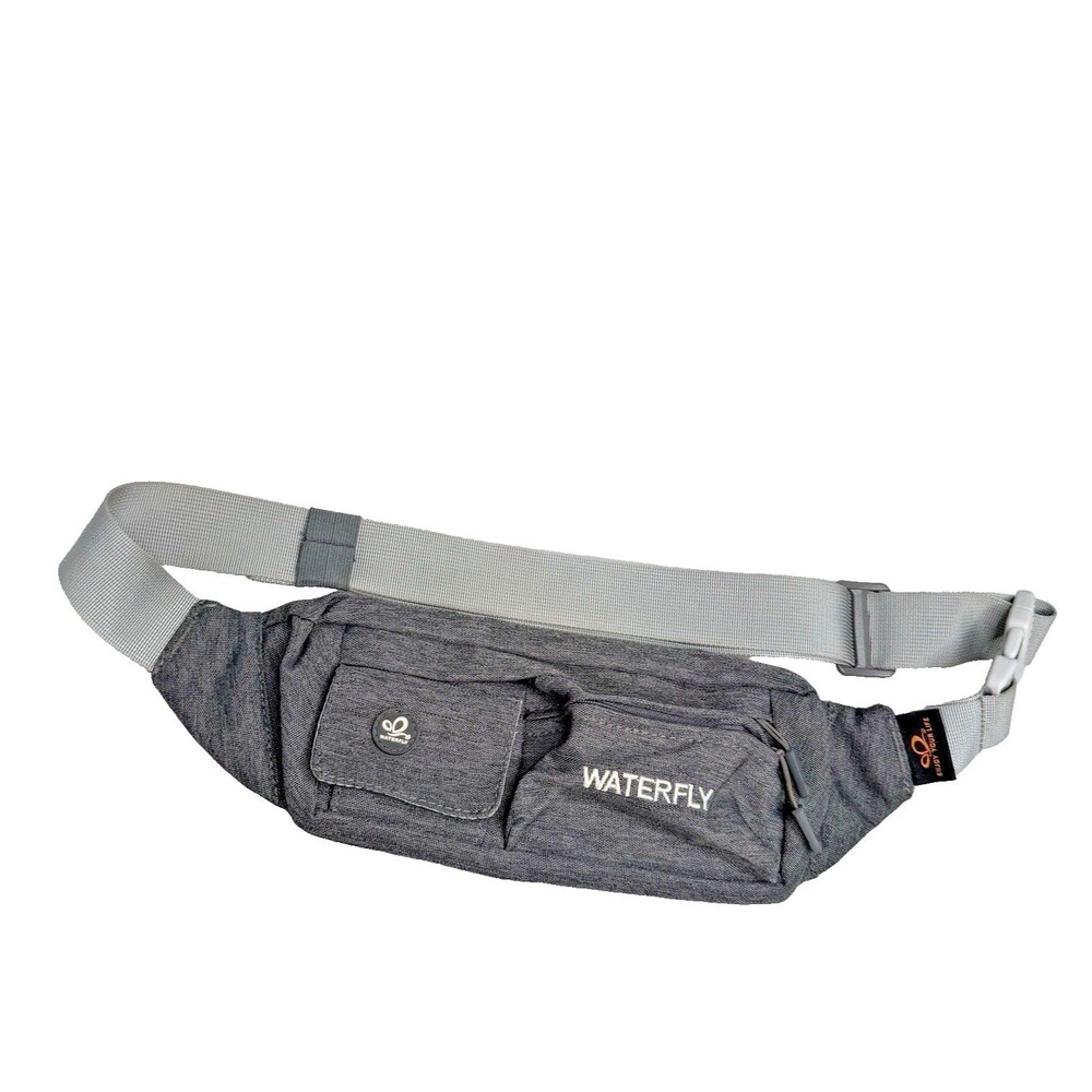 Waterfly Gray Slim Minimalist EDC Waist Pack Fanny Belt Sling Bag Hiking EUC